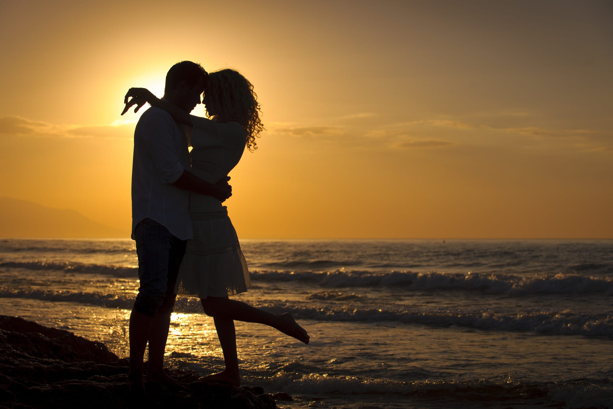 Romantic Couple At Sunset Adventure Vacation In Costa Rica