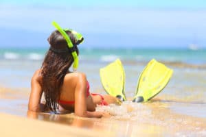 women snorkeling in costa rica